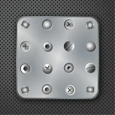 set of metal background with screws vector