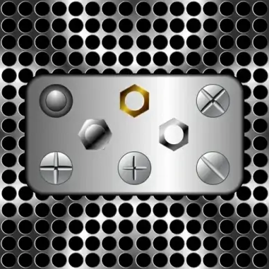 set of metal background with screws vector