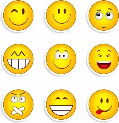 Set of nine smiles