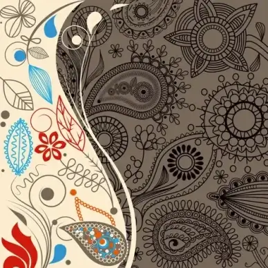 set of paisley pattern seamless vector