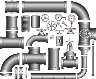 set of pipeline parts vector