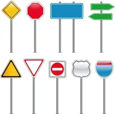 Set of Road Signs