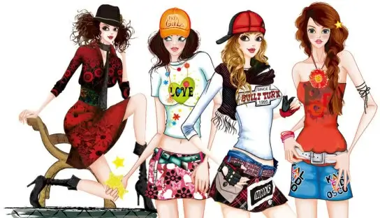 set of stylish female png illustration