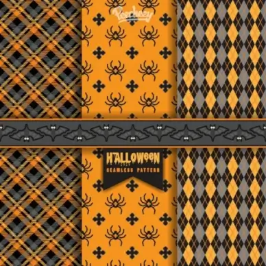 set of three halloween illustrations