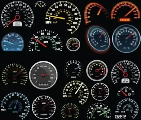 Set of Vector Speedometer and Counter
