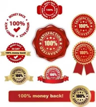 set of wax seal and award design elements vector