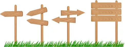 set of wooden signs and indicator board vector graphics