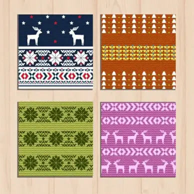 sets of colorful woolen pattern on wooden background