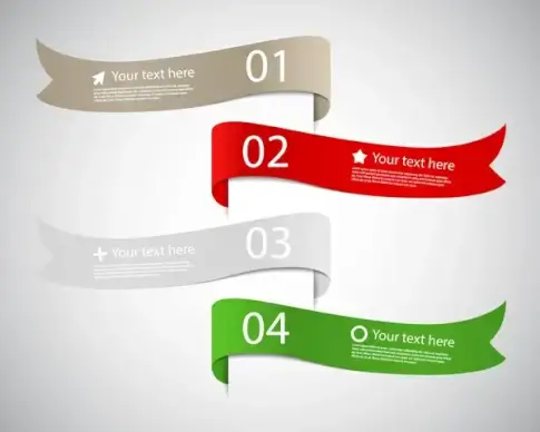 sets of multicolored curled ribbon infographic