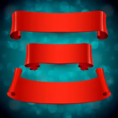 sets of red ribbons on bokeh background