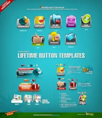several icons psd layered