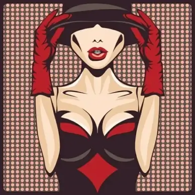 fashion background sexy girl icon cartoon character sketch