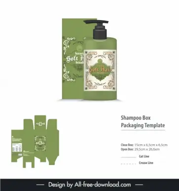 shampoo box packaging template flat classical elegance 