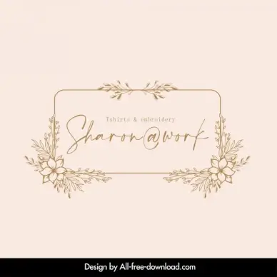 sharonwork logo border template elegant classical floral calligraphic sketch