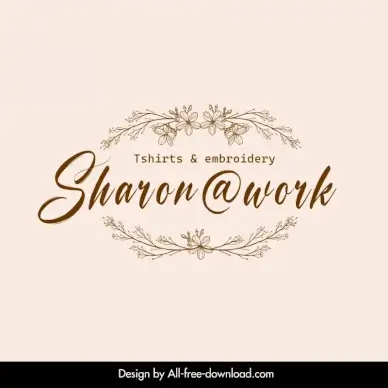 sharonwork logo template classic elegant symmetrical floral decor