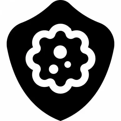 shield virus sign icon flat contrast black white outline