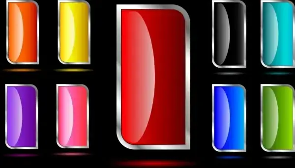 shiny colorful button collection vertical rounded design