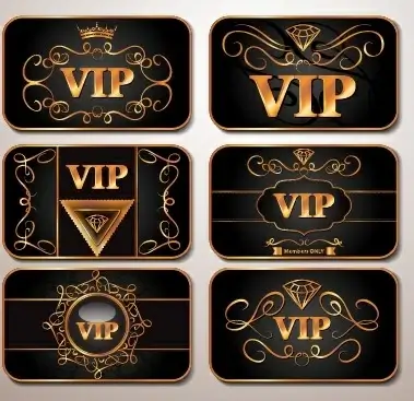 shiny royal vip cards design vector set