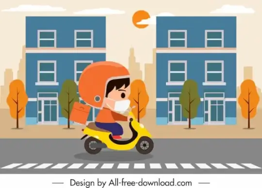 shipper job painting scooter sketch cartoon design