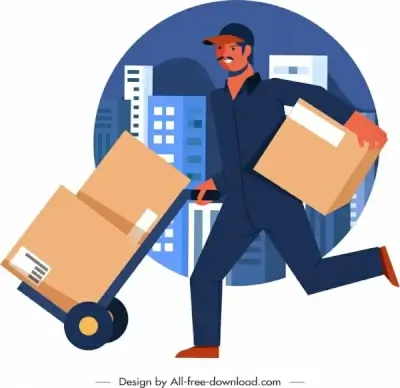 shipper work icon man transporting goods sketch