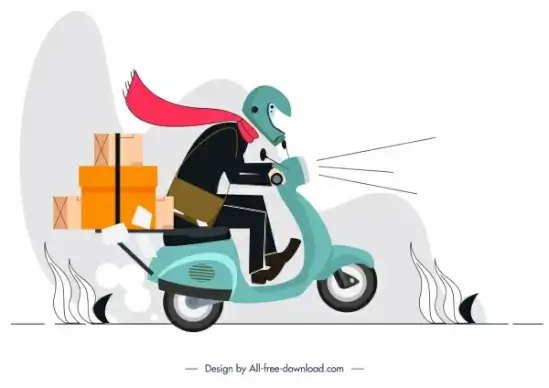 shipping work painting scooter shipper sketch motion design