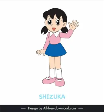 shizuka character icon cute handdrawn cartoon sketch
