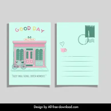 shophouse with positive quotes postcard elegant bicycle architectural classic