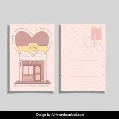 shophouse with positive quotes postcard template elegant flat classic