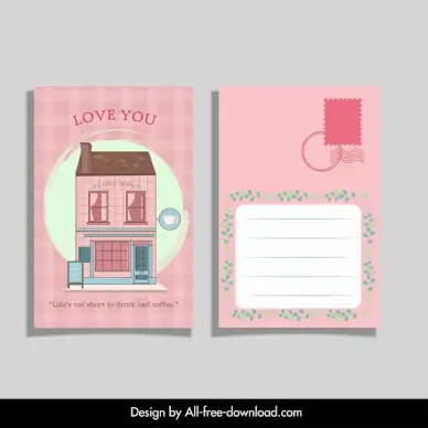 shophouse with positive quotes postcard template flat elegance 