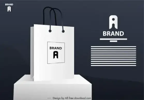 shopping bag advertising banner modern 3d sketch