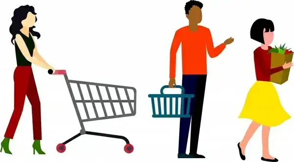 shopping concept design human with cart isolation
