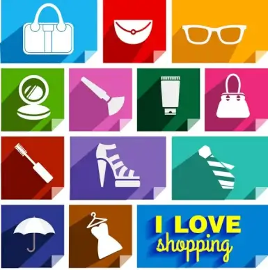 shopping promotion icons with flat vector illustration