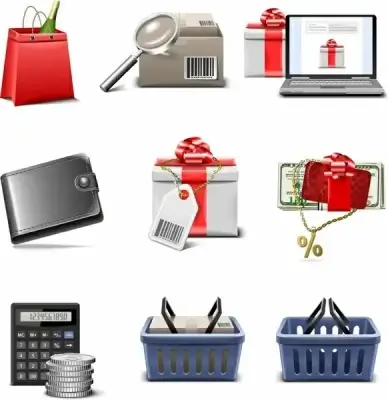 shopping design elements objects sketch modern realistic design