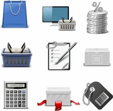 shopping design elements shiny modern realistic symbols sketch