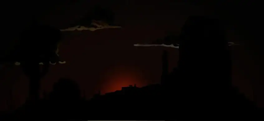 short cartoon clip of sun arising on desert