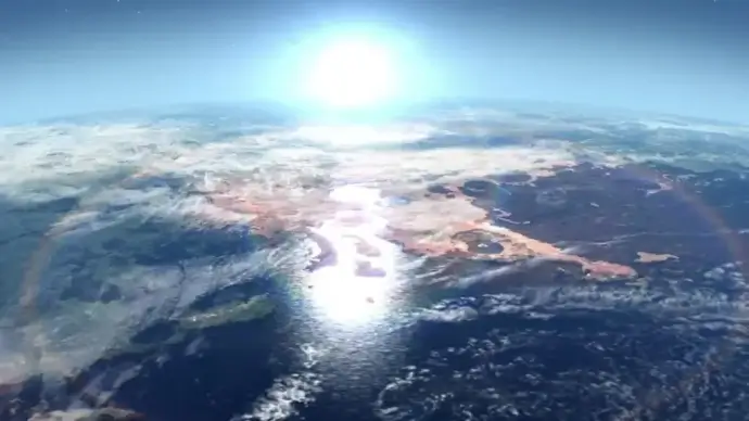 short clip of rotating planets from altitude