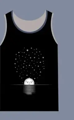 short tshirt design sparkling stars stylized moon icons
