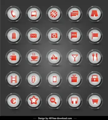 sign icons collection shiny modern circle buttons