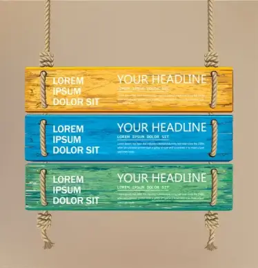 signboard vector with colorful wooden plank illustration