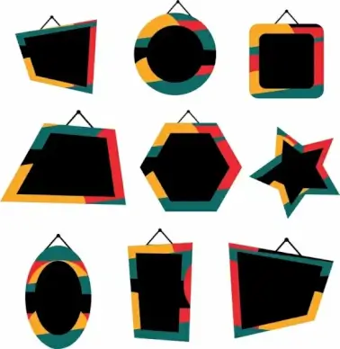 signboards border templates colorful decor flat geometric shapes