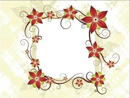 red flowers frame vector illustration