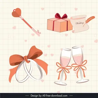 simple wedding design elements heart ky gift rings wineglasses decor