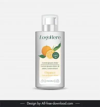 skincare bottle packaging template elegant orange fruit decor