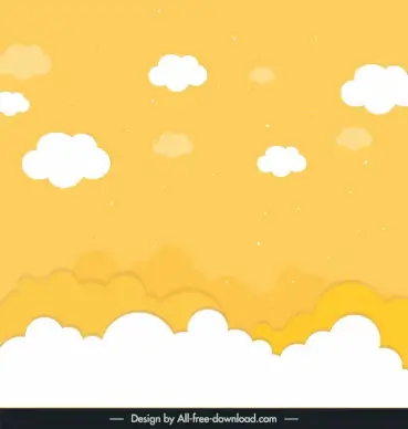 sky background template flat handdrawn clouds
