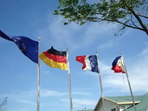 sky clouds flags