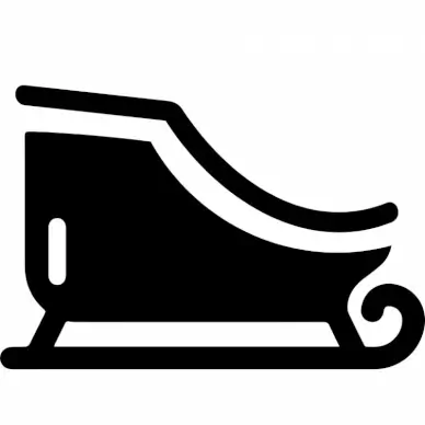 sleigh sign icon flat black white outline