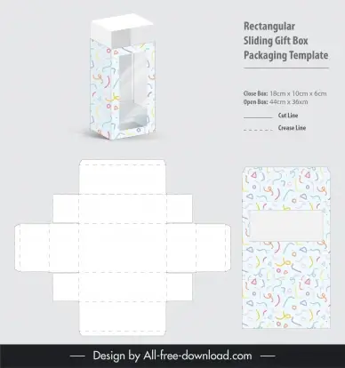 sliding gift box packaging template confetti decor