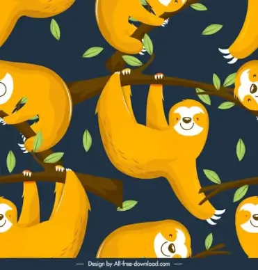 sloth animals pattern colorful classic repeating sketch
