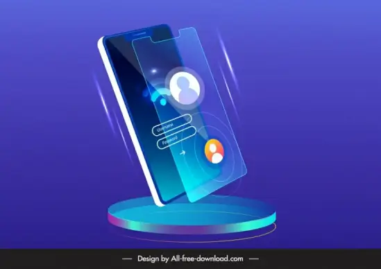 smartphone phone advertising template 3d sketch light effect vector