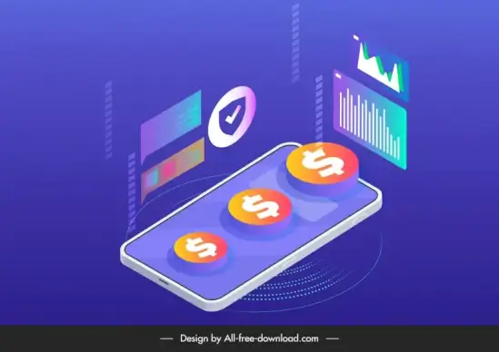 smartphone phone forex advertising backdrop 3d modern chart currency elements design